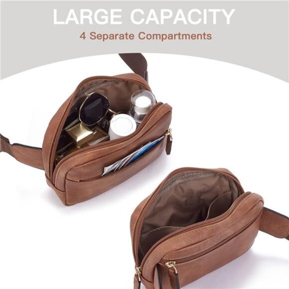 Belt Bag for Women PU Leather Fanny Pack Crossbody Waist Bags - Picture 3 of 7